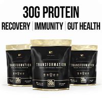 Transformation Protein | Premium 30g All Natural Egg White, Collagen, Pea & Rice Protein Powder Shake | 9 Essential BCAA Amino Acids | Probiotics, Enzymes, MCT Oil, for Maximum Absorption - (3 Pack)