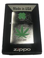 Zippo Custom Lighter - 4 Leaf Clover"Lucky" 7 Weed Pot Leaf Marijuana"Really Lucky"