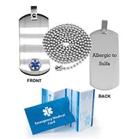 Allergic to Sulfa Medical Alert ID Dog Tag Pendant in Anodized Titanium