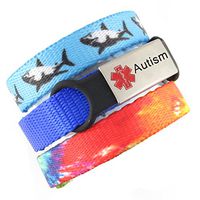 3 Bracelet Value Pack | Autism, Medical Alert Bracelets | Choice of Fun Designs | Adjustable up to 6.5" Wrist Size | Medical ID Bracelets | Jaws & Tiedye