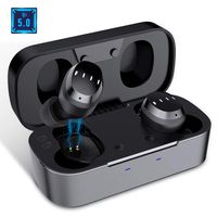 True Wireless Earbuds Bluetooth 5.0 - 1/4" Dynamic Driver in-Ear Headphones, HiFi Stereo, One Step Pairing, DSP Noise-Canceling, Sweatproof, Secure Fit, Earphones with Microphone (Black)