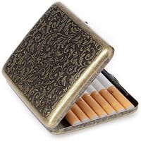 Retro Cigarettes Case Alloy Frosted Cigaret Box Double Sided Metal Cigarette Holder for 20 Regular Cigarettes