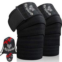 Gooda Grip Knee Wraps – Compression Wraps for Knees, 1 Pair – 74 in. Support Wraps for Men and Women to Support Squats, Weightlifting, and Powerlifting with Free Grips Pads and Gym Bag (Black)