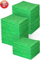Highly Absorbent Microfiber Cleaning Cloth, 16" x 16", Green Color, Pack of 60