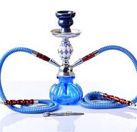 11" Premium 2 Hose Hookah Complete - Mini Pumpkin Hookah Glass Vase,Blue