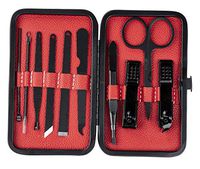 Manicure Pedicure Set with Portable Case - 10-Piece Stainless Steel Fingernail Toenail Clippers, Nail Cutters, Trimmers, Professional Grooming Kit, Cuticle Care Kit, Nail Care Tools for Travel Hygiene