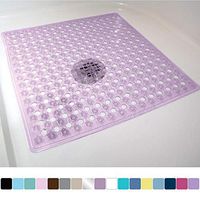 Gorilla Grip Original Patented Bath, Shower, and Tub Mat, 21x21, Machine Washable, Antibacterial, BPA, Latex, Phthalate Free, Square Bathroom Mats with Drain Holes, Suction Cups, Purple