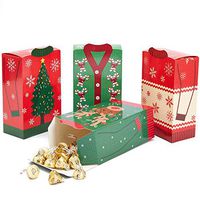 Blue Panda Christmas Party Favor Boxes, Ugly Sweater (36 Count) 4 Designs