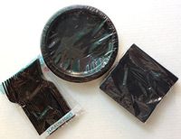 Classic Black Party Supply pack for 24 Guests ~ Plates, Napkins, Forks