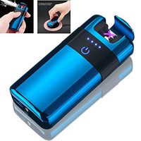 BECROWMUS Wireless Rechargeable Electronic Double Arc Plasma Lighter - Cigarette Lighter Flameless Windproof, USB Cable, Elegant Gift Box (Blue)