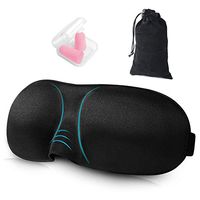 3D-Contoured Sleep Mask with Earplugs, Adjustable Eye Masks for Sleeping, Lightweight and Comfortable, Best Eyeshades for Travel, Shift Work, Naps, Night Blindfold(Pink Earplugs)