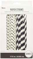 Darice Black Polka Dot and Stiped Paper Straws, 100 Piece