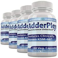 AdderPlex 4 Pack Energy Pills Brain Supplement: Best Supplements for Focus and Concentration Energy Focus Pills, Made with Organic Ginseng Extract, Super B Complex, Chaga, Ashwaghanda Organic, 240ct