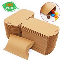 Pillow Kraft Paper Gift Boxes, Candy Treat Boxes for Party Favor Wedding Baby Shower Birthday, 100 Pack 3.5 x 1 x 2.5 Inches