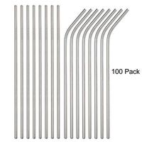 Brightbuy Stainless Steel Straws Set of 100 Piece, 10.5''Metal Drinking Straws for 20oz Tumblers Yeti 6mm Diameter (50 Straight + 50 Bent) (100pc 265mm)