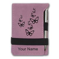 Mini Notepad, Butterflies, Personalized Engraving Included (Pink)
