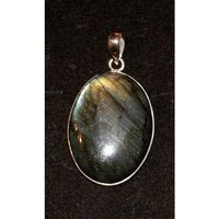 Sterling Silver Labradorite Gemstone Pendant Crystal No.2041