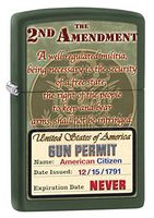 Zippo Lighter: Second Amendment Rights - Green Matte 76584