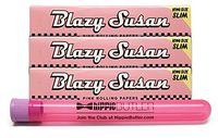 Blazy Susan Pink Rolling Papers King Size Slim (3 Packs) with Hippie Butler XL Kewltube