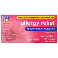 Rite Aid Antihistamine Allergy Relief with Diphenhydramine, 25 mg - 200 Count | Allergy Medicine Minitabs