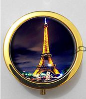 BlackKey Eiffel Tower Paris France Landscape Scenic Spot 3-Compartment Decorative Pocket Gift Box Case Organizer for Pill, Color 2 -223