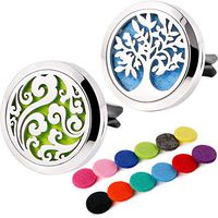 RoyAroma 2PCS Aromatherapy Car Essential Oil Diffuser Vent Clip - Cloud, Tree Stainless Steel Locket with 12 Refill Pads