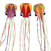 Hengda kite-Pack 3 Multi-Colors Beautiful Large Easy Flyer Kite for Kids-Software Octopus-It's Big! 31 Inches Wide with Long Tail 157 Inches Long-Perfect for Beach or Park