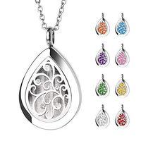 GoorDik Aromatherapy Essential Oil Diffuser Necklace Aroma Waterdrop Necklace Teardrop Pendant Locket with 8 Refill Pads