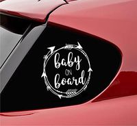 Slap-Art Baby on Board with Arrows Vinyl Decal Sticker (White)