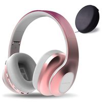LOBKIN Bluetooth Headphones Over Ear, Stereo Wireless Headset with Microphone, Foldable Wireless and Wired Headphones with TF Card MP3 Mode and FM Radio for iPhone/Samsung/iPad/PC (Rose Gold New)