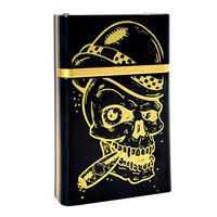 Monique Golden Skull Multifunctional Cigarette Case Cigarette Box Cigarette Holder USB Rechargeable Lighter Cigar Protective Cover for 8 Cigarettes
