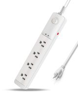 Duvik Power Strip Surge Protector, 4 Outlet, 6 Ft Extension Code, Integrated Circuit Breaker, Safety Covers, 3 Prong, UL Listed,- Ideal for Computers, Appliances, Office Equipment and more, White (2,2