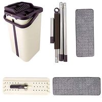 Flat Squeeze Mop Bucket Sets Hand Free Washing Floor Cleaning Mop Microfiber Mop Pads Wet or Dry Household Cleaning Tools Kitchen Living Room 360° Rotatable Floor Cleaning Tools Accessories