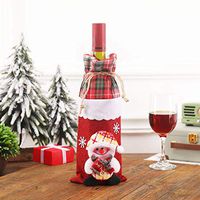 Nesee Santa Claus Christmas Drawstring Red Wine Bottle Cover Bags for Home Dinner Party Decoration Table Decor Xmas Gift