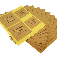 "Thank You" Kraft Paper Stickers for Gift Packaging Decoration, Pack of 40 (Square - Brown)