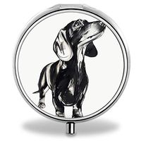Lingerin Pill Organizer, Custom Dachshund Pill Boxes with 3 Components and Mirror for Travelling and Daily Needs