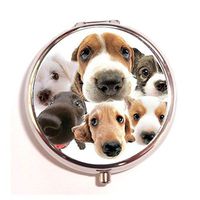 Cute Dog Puppy Pug Custom Round Pill Box Stainless Steel Pocket Pill Box,Silver Medicine Tablet and Durable Box Gift