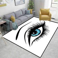 Bigdatastore Eye Moroccan Area Rug for Girls Room, Azure Blue Glance of a Woman in Cartoon Drawing Style Youthful Beauty Theme, Fashionable High Class Living Dinning Room(6'x 9')