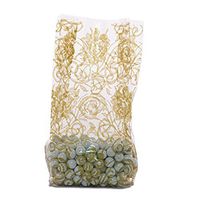 10ct. Small Elegant Gold"Laced Roses" 7x2x3" Cello Cellophane Treat Food Snack Bags ngKE -506