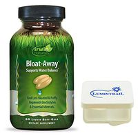 Irwin Naturals Bloat-Away Relief Water Balance Support Replenish Electrolytes & Essential Minerals - 60 Soft-Gels - Bundle with a Lumintrail Pill Case