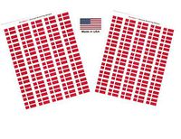 Made in USA! 100 Country Flag 1.5" x 1" Self Adhesive World Flag Stickers, Two Sheets of 50, 100 Sticker Flags Total (Denmark)