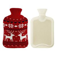 Athoinsu 2L Premium Classic Rubber Hot Water Bottle with Adorable Deer Knit Cover Winter Gift for Kids Girls Women, 12.5''