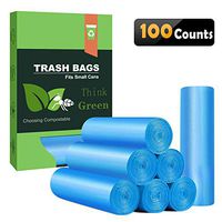 Small Trash Bags 4-6 Gallon Biodegradable Garbage Bags,Unscented Leak Proof Compostable Bags Wastebasket Liners for Office,Home,Bathroom, Bedroom,Car,Kitchen,Pet (100 Counts, Blue)