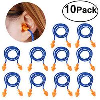 Foxnovo 10 Pairs of Soft Silicone Corded Ear Plugs Reusable Hearing Protection Earplugs (Blue)