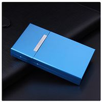 Women Fashion Ultra Thin Aluminum Cigarette Case100mm Cigarette Box Mini Cigarette Holder,Blue