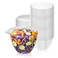 50-Pack 48oz Plastic Disposable Salad Bowls with Lids - Eco-Friendly Clear Food Containers - Extra-Thick Materials - Portable Serving Bowl Set to Pack Lunch - Super Strong Seal To Preserve Freshness
