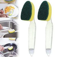Povinmos 2 Pack Kitchen Brush with Soap Dispensing, Kitchen Brushes for Dishes, Good Grips Soap Dispensing Dish Sink Brush