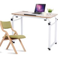 Overbed Table Laptop Cart Mobile,Adjust Height Computer Desk Sofa Table with Wheels Metal Legs and Storage Shelves Study Table for Home Office,1.2m/47.24inch Table Leg (31.5inch Ancient Oak)