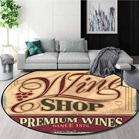 RUGSMAT Vintage Washable Creative Modern Round Rug,Old Wine Shop Sign Non-Slip No-Shedding Kitchen Soft Floor Mat Diameter-35