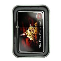 Windproof Refillable Oil Lighter with Tin Gift Box Marines Design-001